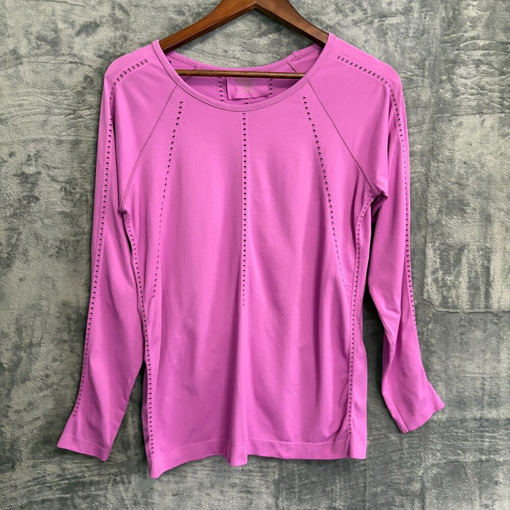 Athleta Pink Seamless Long Sleeve Athletic Top Shirt Perforated Yoga Gym M